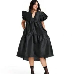 NWT Kika Vargas x Target Black Midi Dress with ruffle details